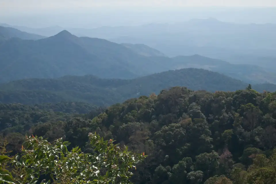 The forested ridges of Chiang Mai province seen from Doi Inthanon