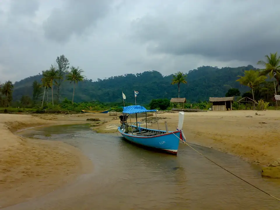 Fishing boats on the sand at Bang Niang, Khao Lak