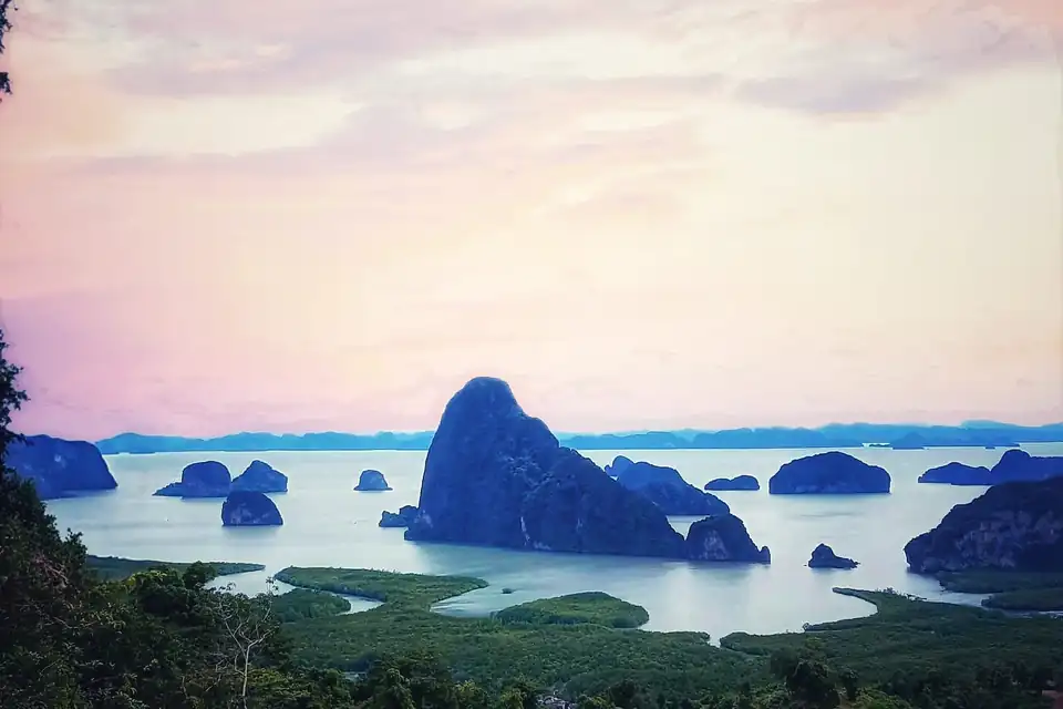 Limestone islands at dawn from the viewpoint