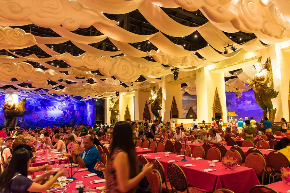 A buffet dining hall