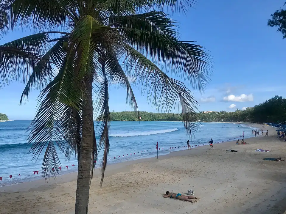 Kata's shoreline and the flagged swimming area