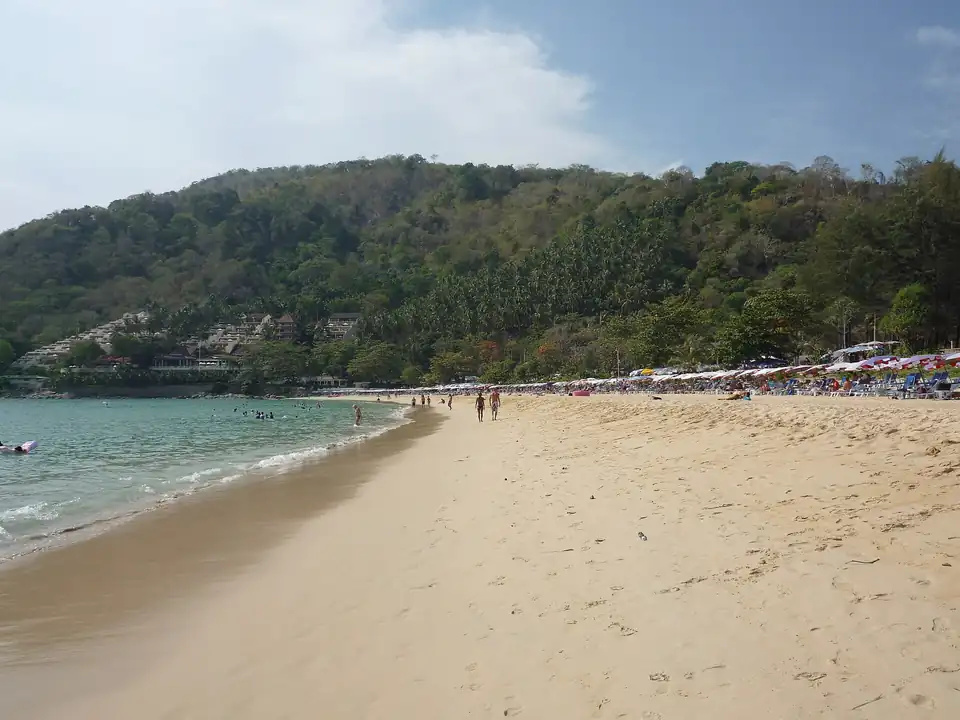 The sweep of Nai Harn beach towards the northern headland