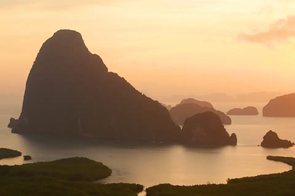 The main karst of the view in golden early light